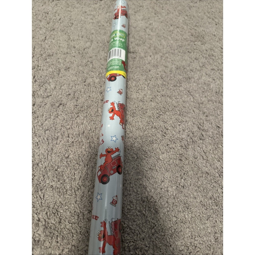 VTG Sesame Street Any Occasion Elmo FireTruck Wrapping Paper 12.5' NEW SEALED